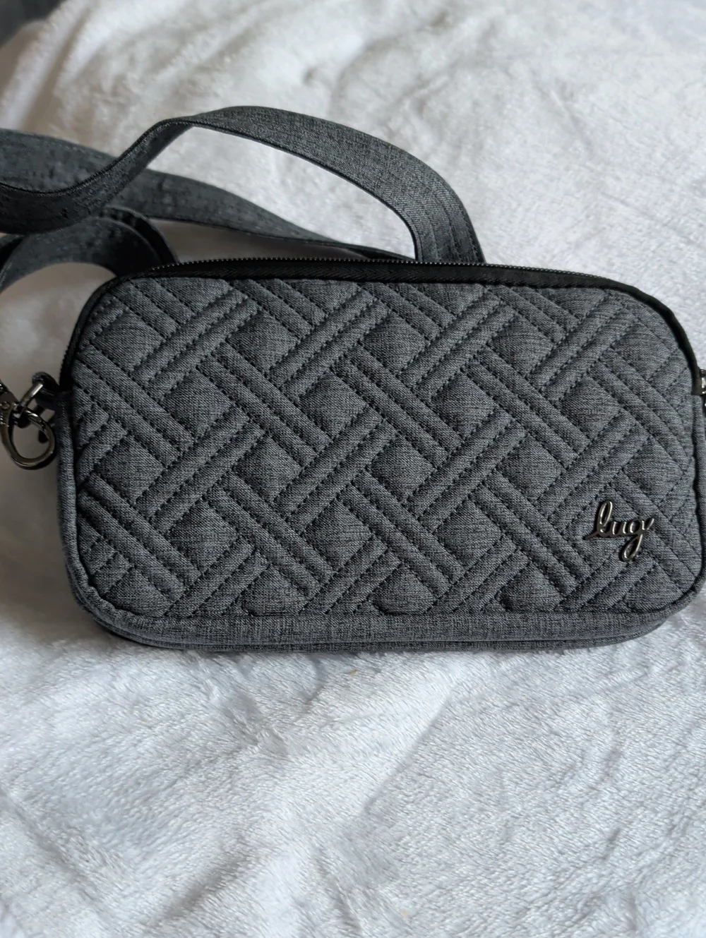 lug Quilted Charcoal Crossbody Bag